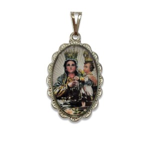 MD128007 - Medalha N. Sra. Achiropita Rendada Níquel - 5x2,5cm