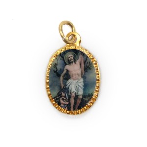 MD103343P10 - Medalha de Alumínio Oval Grande Dourada c/ 10un. São Batolomeu - 2x1,3cm