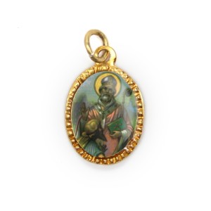 MD103229P10 - Medalha de Alumínio Oval Dourada c/ 10un. Santo  Agostinho - 2X1,3cm