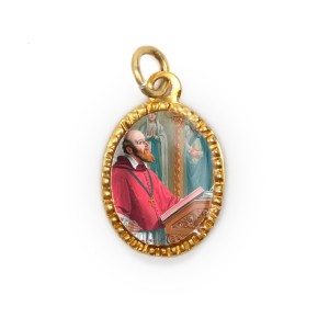 MD103242P10 - Medalha de Alumínio Oval Dourada c/ 10un. São Francisco de Sales - 2X1,3cm