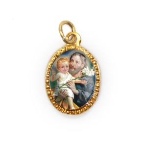 MD103254P10 - Medalha de Alumínio Oval Dourada c/ 10un. São José - 2X1,3cm