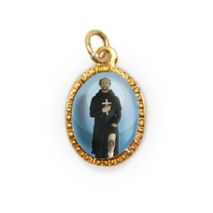 MD103270P10 - Medalha de Alumínio Oval Dourada c/ 10un. São Peregrino - 2X1,3cm