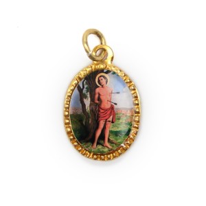 MD103273P10 - Medalha de Alumínio Oval Dourada c/ 10un. São Sebastião - 2X1,3cm