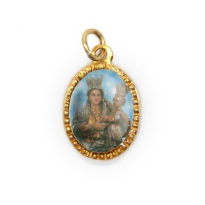 MD103006P10 - Medalha de AlumínioOval Dourada c/ 10un. N. Sra. Achiropita - 2X1,3cm