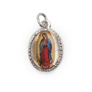 MD103609P10 - Medalha de Alumínio Oval Prata c/ 10un. N. Sra. De Guadalupe - 2X1,3cm
