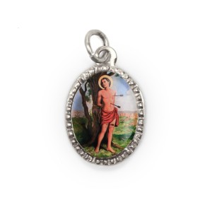 MD103832P10 - Medalha de Alumínio Oval Prata c/ 10un. São Sebastião - 2X1,3cm