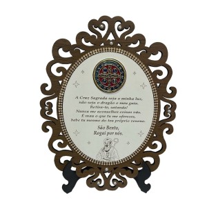 QD1989780 - Adorno de Mesa São Bento Madeira MDF  - 28x21cm
