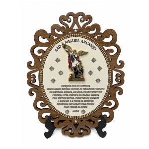 QD1989800 - Adorno de Mesa São Miguel Arcanjo Madeira MDF - 28x21cm