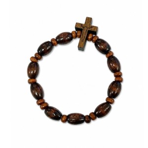 PU760335 - Pulseira Cruz Madeira - 7x2,5cm 