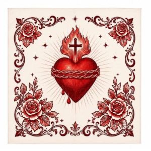 LC2160300 - Lenço Sagrado Coração - 70x70cm 