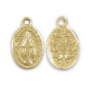 MD520056P20 - Medalha N. Sra. Das Graças Alumínio Dourada c/ 20un. - 2x1,3cm