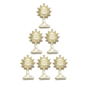 BO112001P6 - Botton Primeira Eucaristia Ostensório Dourado c/ 6un. - 2x1cm