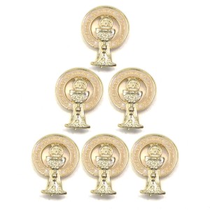 BO112021P6 - Botton Primeira Eucaristia Cálice Dourado c/ 6un. - 2,5x1cm