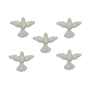 DI16001P5 - Divino Espírito Santo de Biscuit Branco c/ 5un. - 3x2,5cm