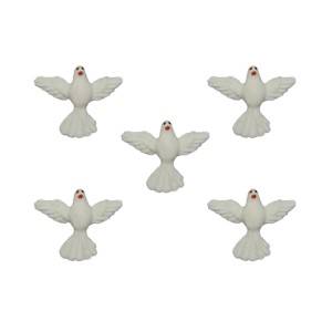 DI16002P5 - Divino Espírito Santo de Biscuit Branco c/ 5un. - 3x2,5cm