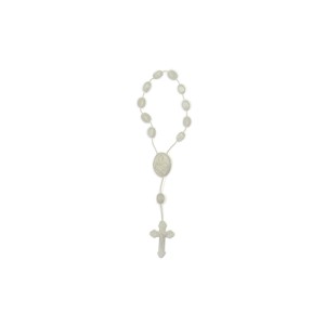 DZ05003 - Dezena de Acrílico Branca Perolada (Mini Terço) - 13,5x1cm