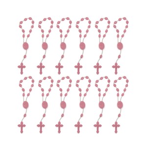 DZ05008P12 - Dezena de Acrílico Rosa Escuro c/12un. (Mini Terço) - 13,5x1cm