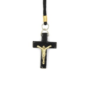 CC360010 - Cordão c/ Crucifixo Madeira - 37,5cm