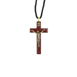 CC360240 - Cordão c/ Crucifixo Madeira - 45,5cm