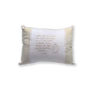 AL80103 - Almofada Santo Anjo Bege - 33x23cm