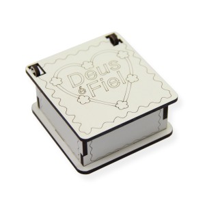 CXM75400 - Caixinha Deus é Fiel MDF Branco - 3x6,3cm