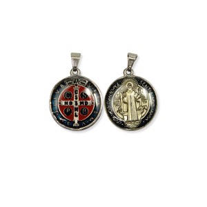 MD1420090 - Medalha São Bento Resinada Redonda Níquel - 3x2,5cm