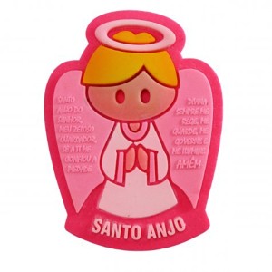 IA50801 - Imã Santo Anjo Rosa Emborrachado c/ Oração