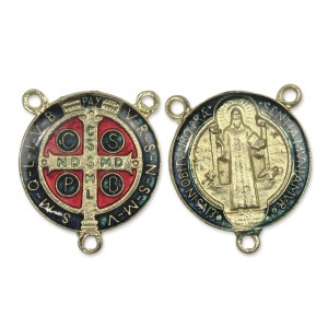 ET1631022 - Entremeio Medalha de São Bento Dourado Resinado - 3,5x3cm