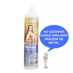 VE155104 - Vela Santa Terezinha das Rosas c/ Santo de Bolso - 14x3cm