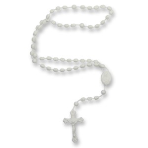 TE050001 - Terço Acrílico Branco - 32cm