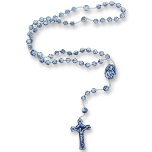 TE050201 - Terço Acrílico Azul Envelhecido - 32cm