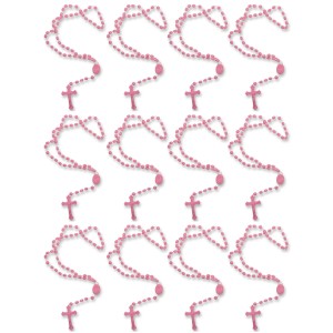 TE050020P12 - Terço Acrílico Rosa c/ 12un. - 32cm