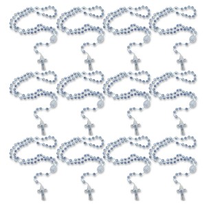 TE050301P12 - Terço Acrílico Azul Envelhecido c/ 12un. - 38cm