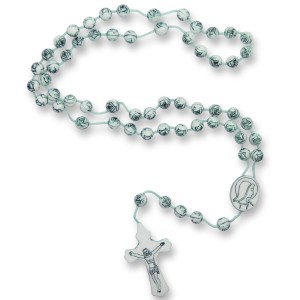 TE050302 - Terço Acrílico Verde Envelhecido - 38cm