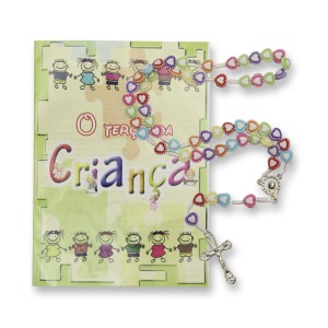 TE720052 - Terço c/ Oração da Criança Coração - 26cm