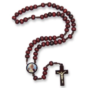 TE940735 - Terço Papa João Paulo II Madeira  - 37cm