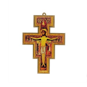 CW810153 - Crucifixo de Parede São Damião Pingente MDF - 11x16cm