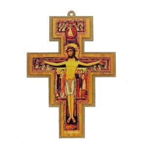 CW810155 - Crucifixo de Parede São Damião Pingente MDF - 23x16cm