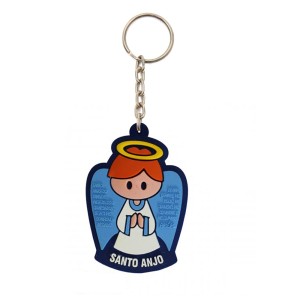 CH50800 - Chaveiro Santo Anjo Azul Emborrachado - 12x4,5cm