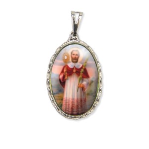 MD128455 - Medalha São Raimundo Nonato Rendada Níquel - 5x2,5cm