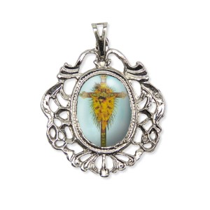 MD129410 - Medalha Nosso Senhor do Bonfim Camafeu Níquel - 5x4,2cm