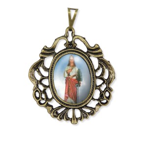 MD129215 - Medalha Santa Filomena Camafeu Ouro Velho - 5x4,2cm