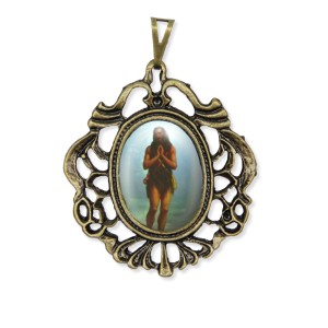 MD129607 - Medalha Santo Onofre Camafeu Ouro Velho - 5x4,2cm