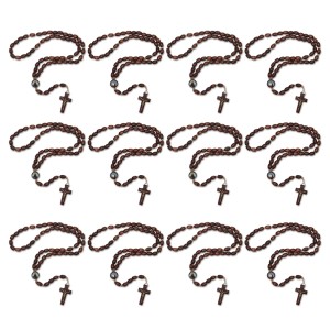 TE942004P12 - Terço N. Sra. Aparecida e São Cristovão Madeira c/ 12un. - 41cm